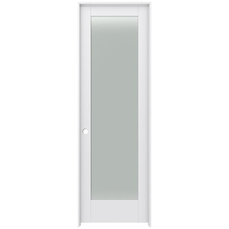 JELD-WEN MODA 1011 28-in x 96-in Primed 1-Panel Square Frosted Glass ...