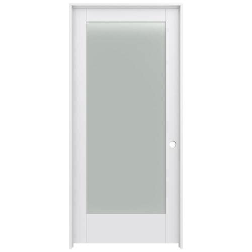 JELD-WEN MODA 1011 36-in x 80-in Primed 1-Panel Square Frosted Glass ...