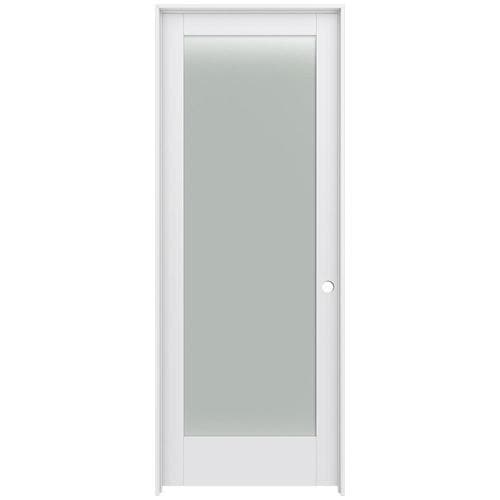 JELD-WEN MODA 1011 36-in x 96-in Primed 1-Panel Square Frosted Glass ...