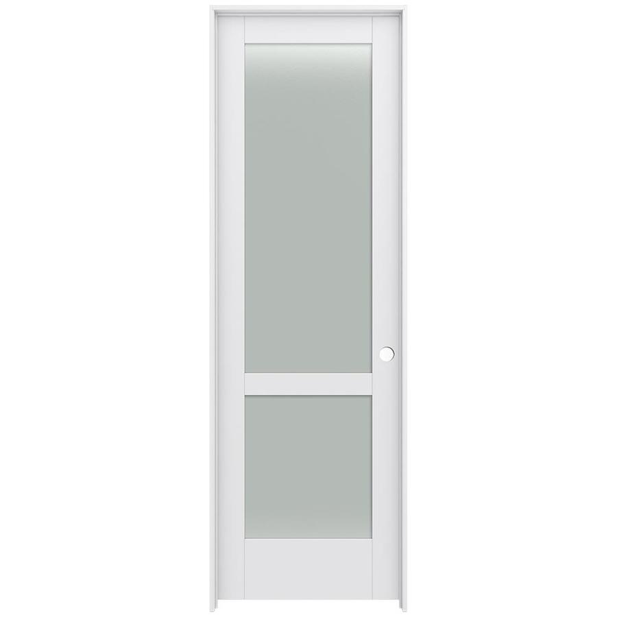 Jeld Wen Moda 1023w 24 In X 96 In Primed 2 Panel Square Frosted Glass Solid Core Primed Mdf Left Hand Single Prehung Interior Door In The Prehung Interior Doors Department At Lowes Com