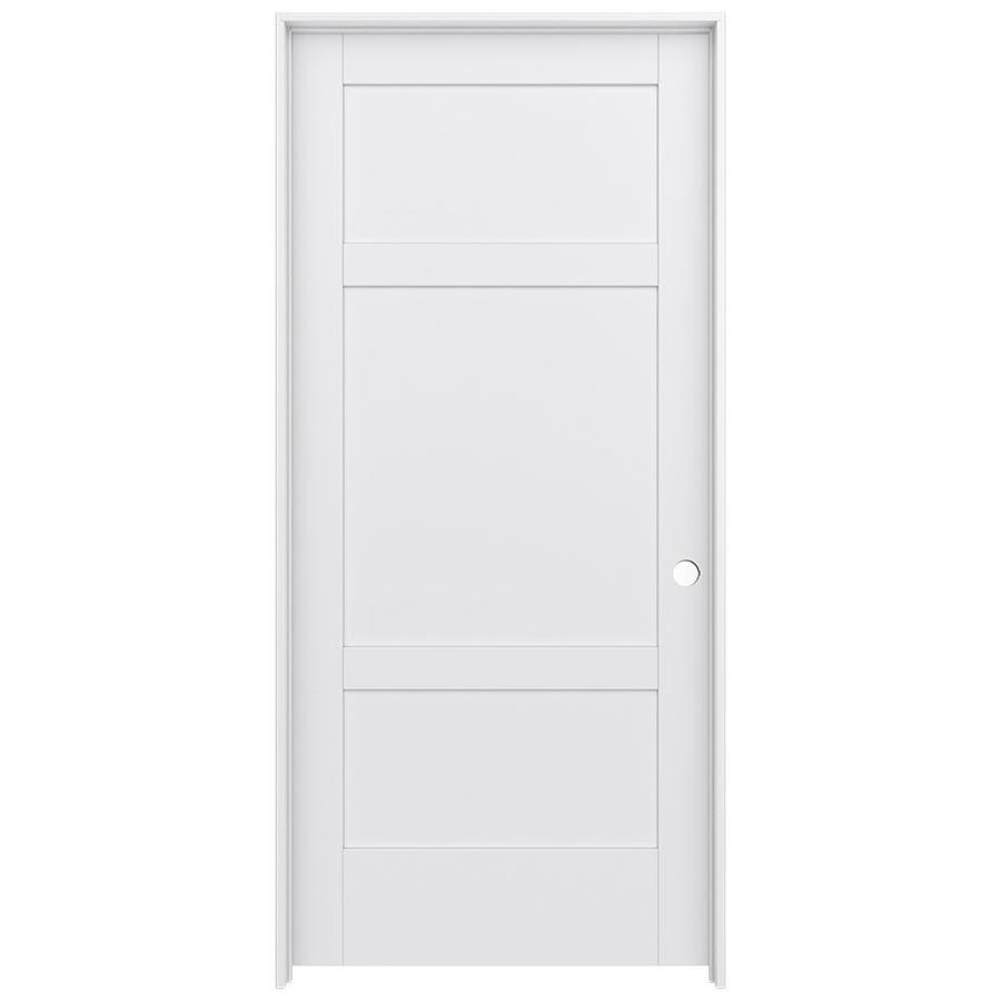 JELD-WEN MODA 1031W Primed 3-panel Square Solid Core MDF Pre-Hung Door (Common: 36-in x 80-in; Actual: 37.5625-in x 81.6875-in)