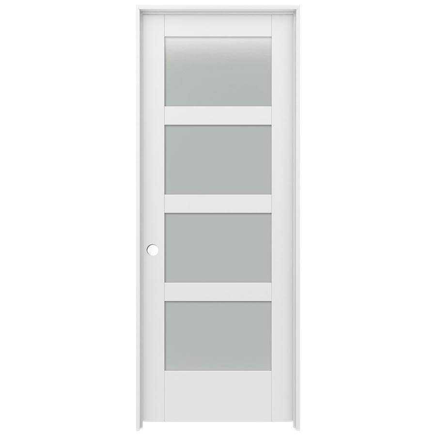 Moda 1044w Primed 4 Panel Square Solid Core Frosted Glass Mdf Pre Hung Door Common 24 In X 80 In Actual 25 5625 In X 81 6875 In