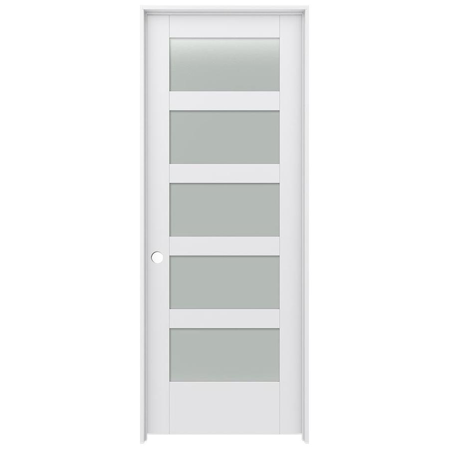 Jeld Wen Moda Primed 5 Panel Equal Frosted Glass Wood Pine