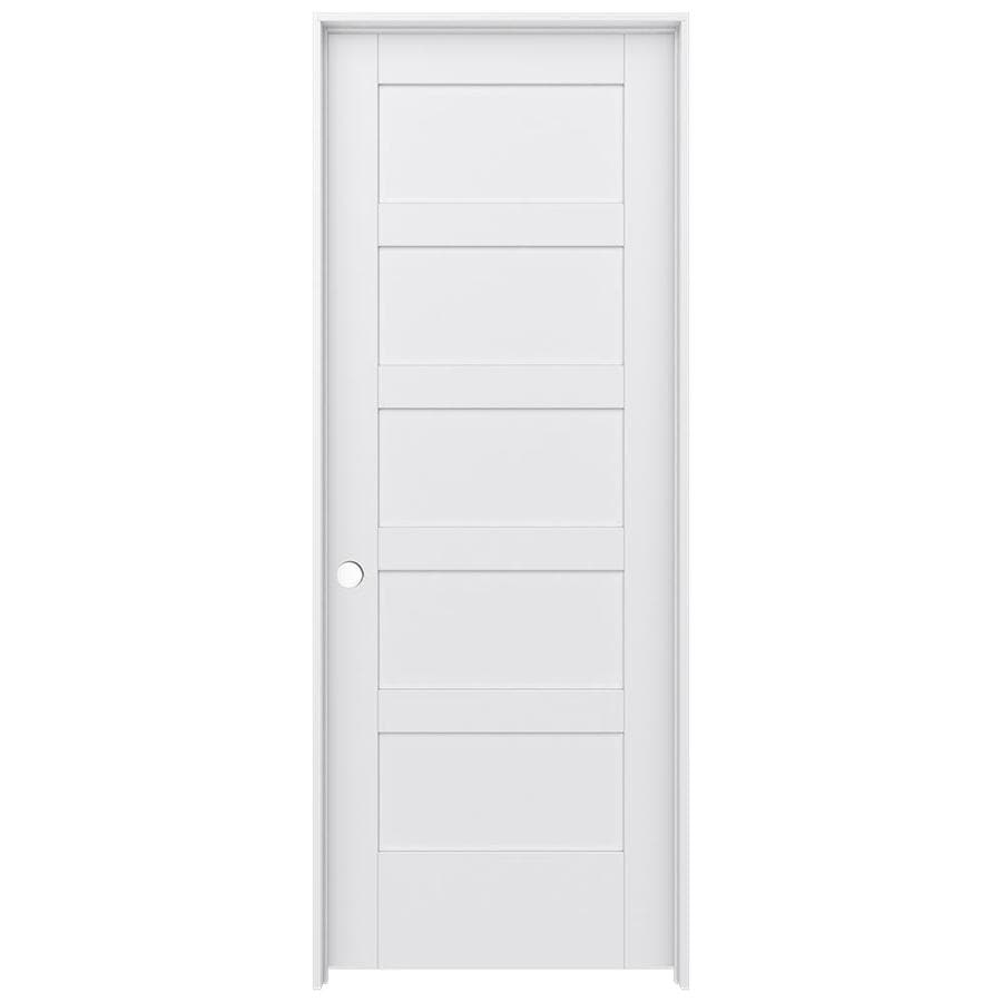 JELD-WEN MODA 1055W Primed 5-panel Equal Solid Core MDF Pre-Hung Door (Common: 24-in x 80-in; Actual: 25.5625-in x 81.6875-in)