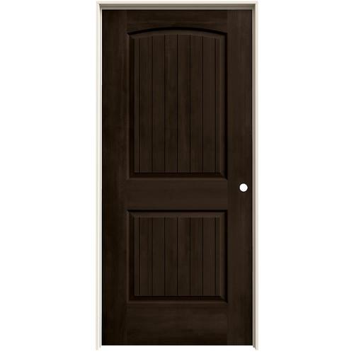 JELDWEN Santa Fe 36in x 80in Espresso 2Panel Round Top Plank Solid