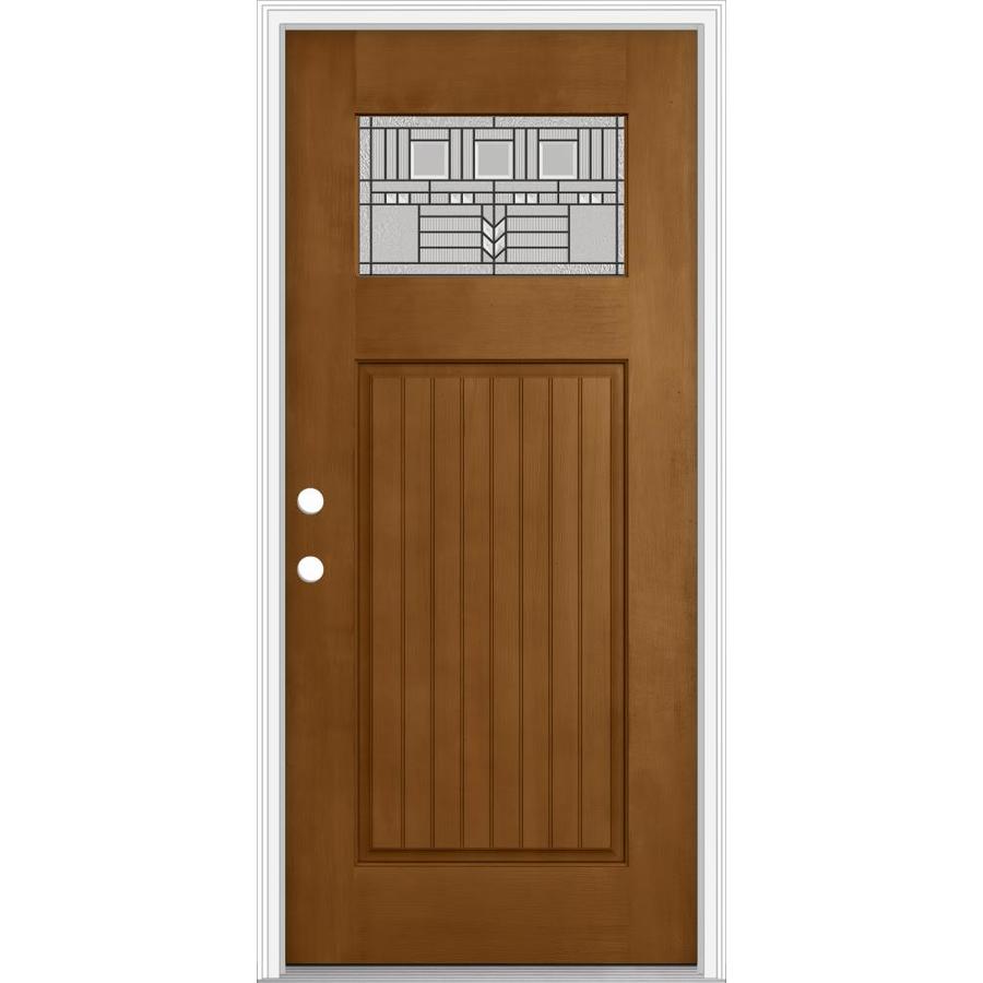 Jeld Wen Craftsman Decorative Gl Right Hand Inswing Oak Jeld Wen Craftsman Decorative Gl Right Hand Inswing Oak Crest Painted Fibergl Prehung Entry