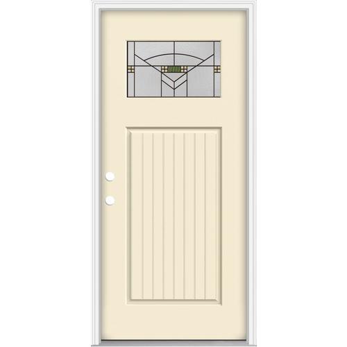 JELD-WEN 36-in x 80-in Fiberglass Craftsman Right-Hand Inswing Bisque