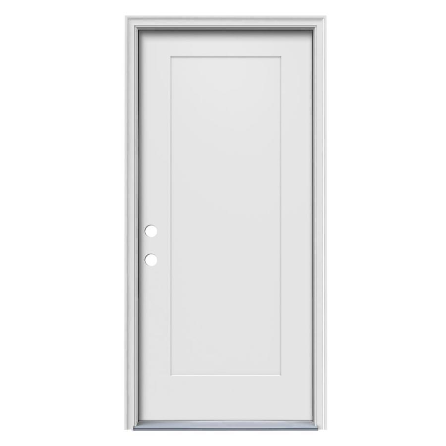 Jeld Wen Right Hand Inswing Primed Steel Prehung Entry Door With Insulating Core Common 36 In