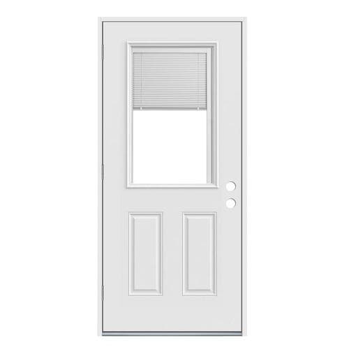 JELD-WEN 32-in X 80-in Fiberglass Half Lite Right-Hand Outswing Primed ...