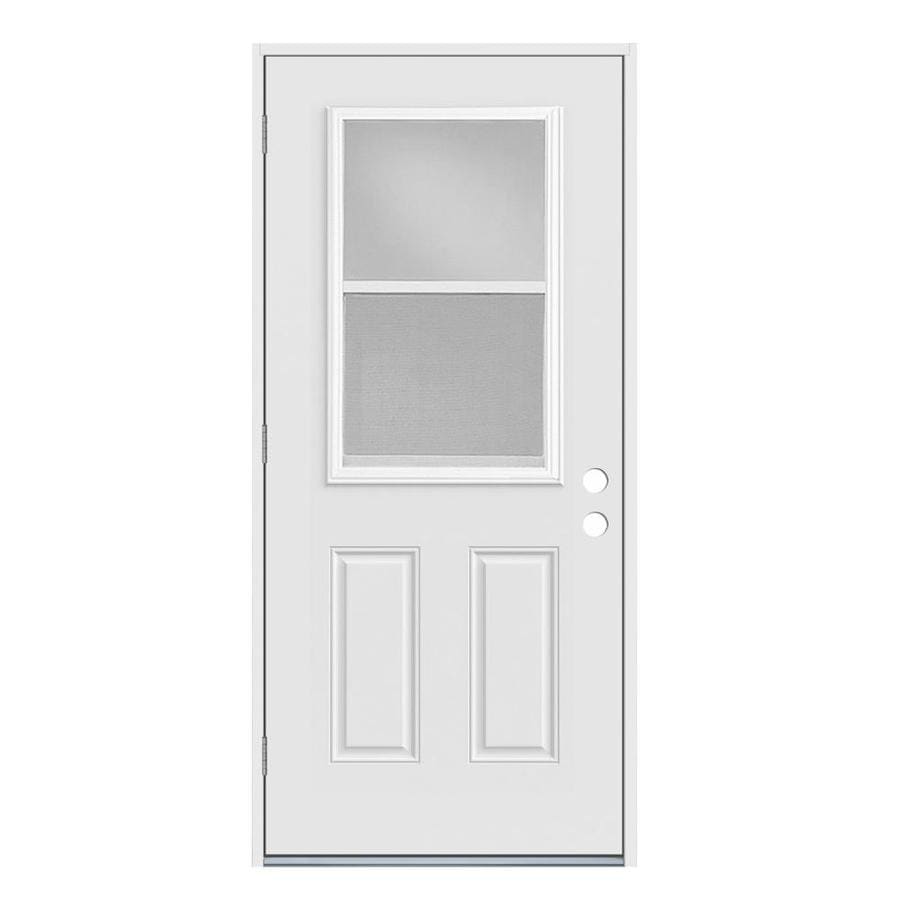 JELDWEN Half Lite Clear Glass RightHand Outswing Primed Fiberglass