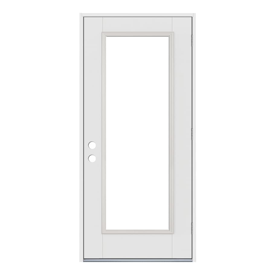 JELDWEN Full Lite Clear Glass LeftHand Outswing Primed Fiberglass