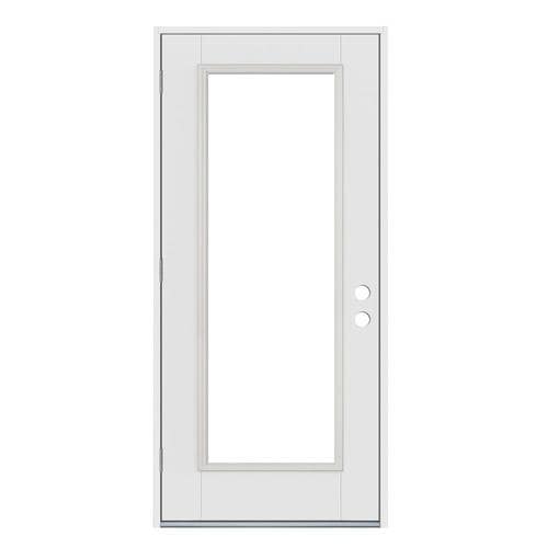 Jeld Wen 36 In X 80 In Fiberglass Full Lite Right Hand Outswing Primed Prehung Single Front Door