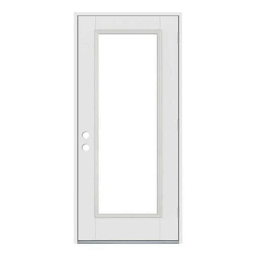 Jeld Wen 36 In X 80 In Fiberglass Full Lite Left Hand Outswing Primed Prehung Single Front Door