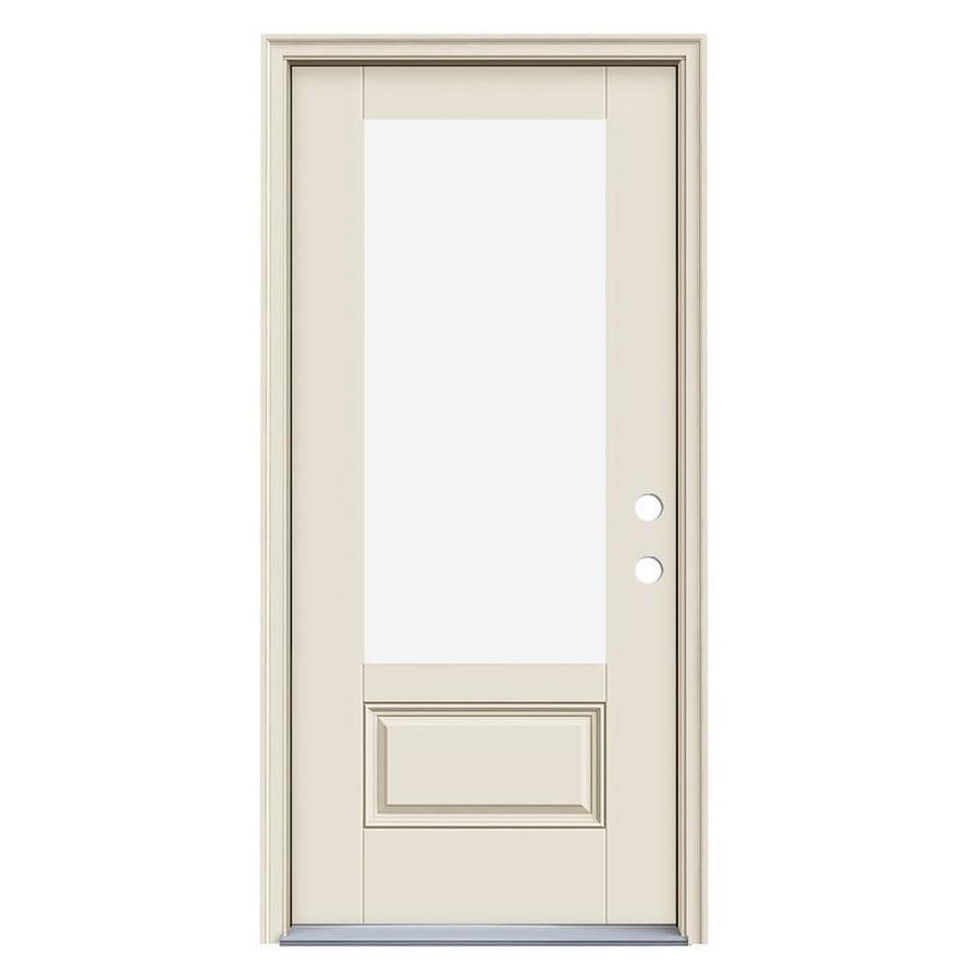 JELDWEN 3/4 Lite Clear Glass LeftHand Inswing Primed Fiberglass