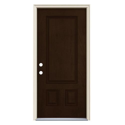 Jeld Wen 36 In X 80 In Right Hand Inswing Espresso Stained Fiberglass Prehung Entry Door With