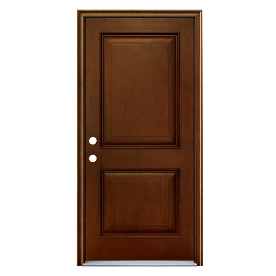JELD WEN 36 in X 80 in Fiberglass Right Hand Inswing Cherry Stained