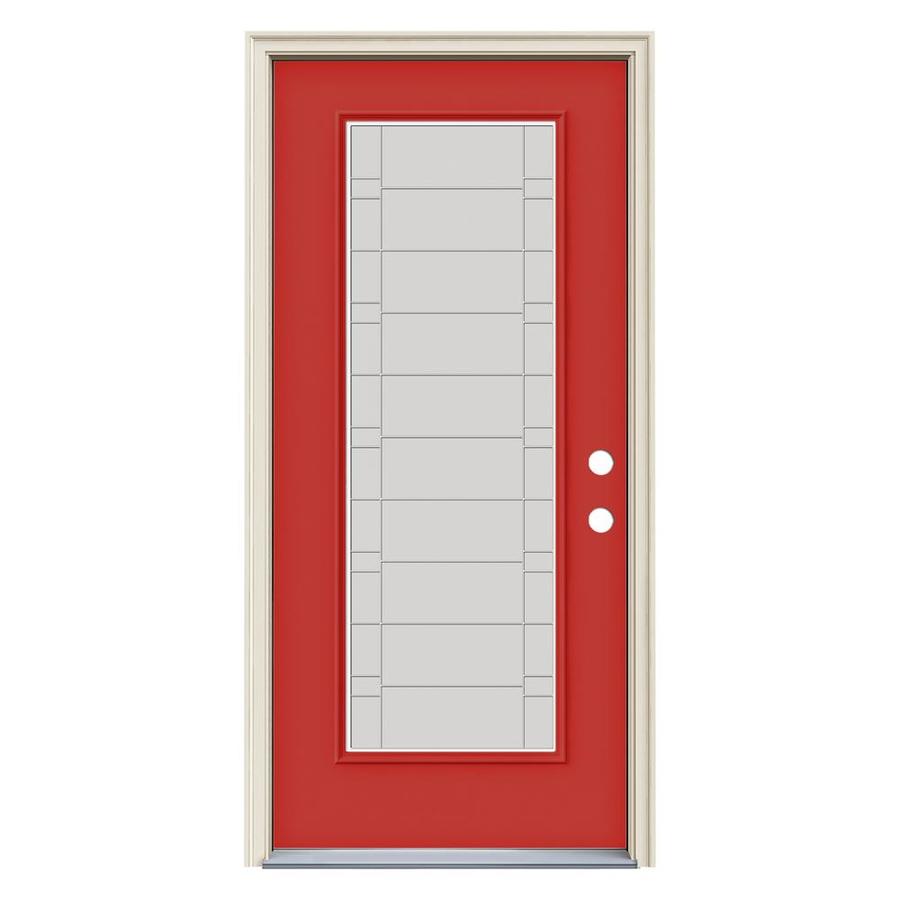 Jeld Wen Full Lite Decorative Glass Left Hand Inswing Persimmon