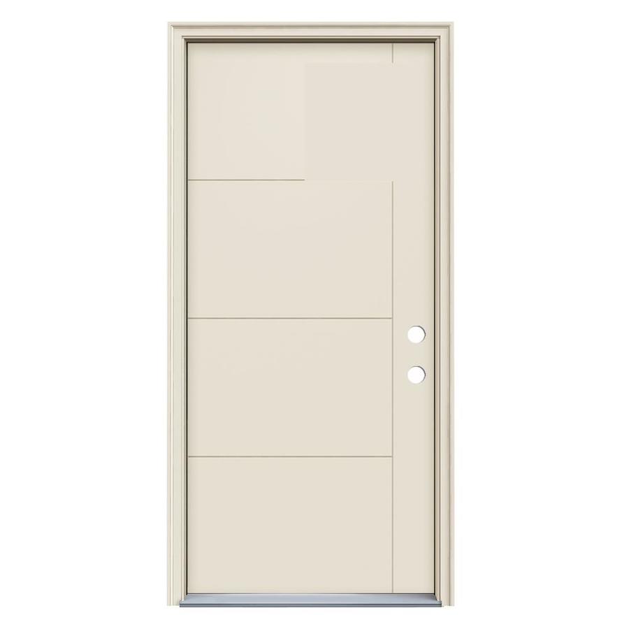 Jeld Wen Left Hand Inswing Primed White Primed Fiberglass Prehung