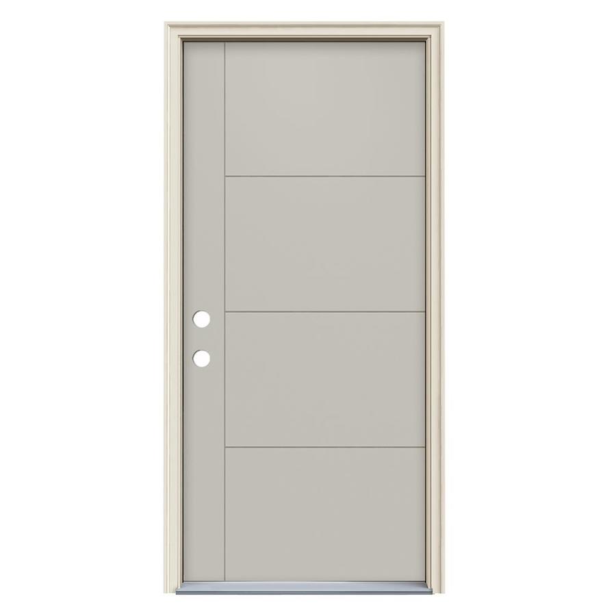 Jeld Wen Right Hand Inswing Ash Painted Fiberglass Prehung Entry