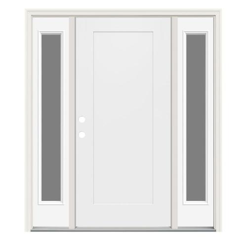 Jeld Wen Right Hand Inswing Modern White Painted Steel Prehung Entry Door With Sidelights With Insulating Core Common 68 In X 80 In Actual