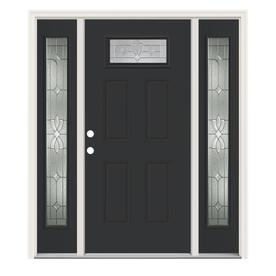 Black Entry Doors At Lowes Jeld Wen Laurel 1 4 Lite Decorative Gl Right Hand Inswing Peppercorn Painted