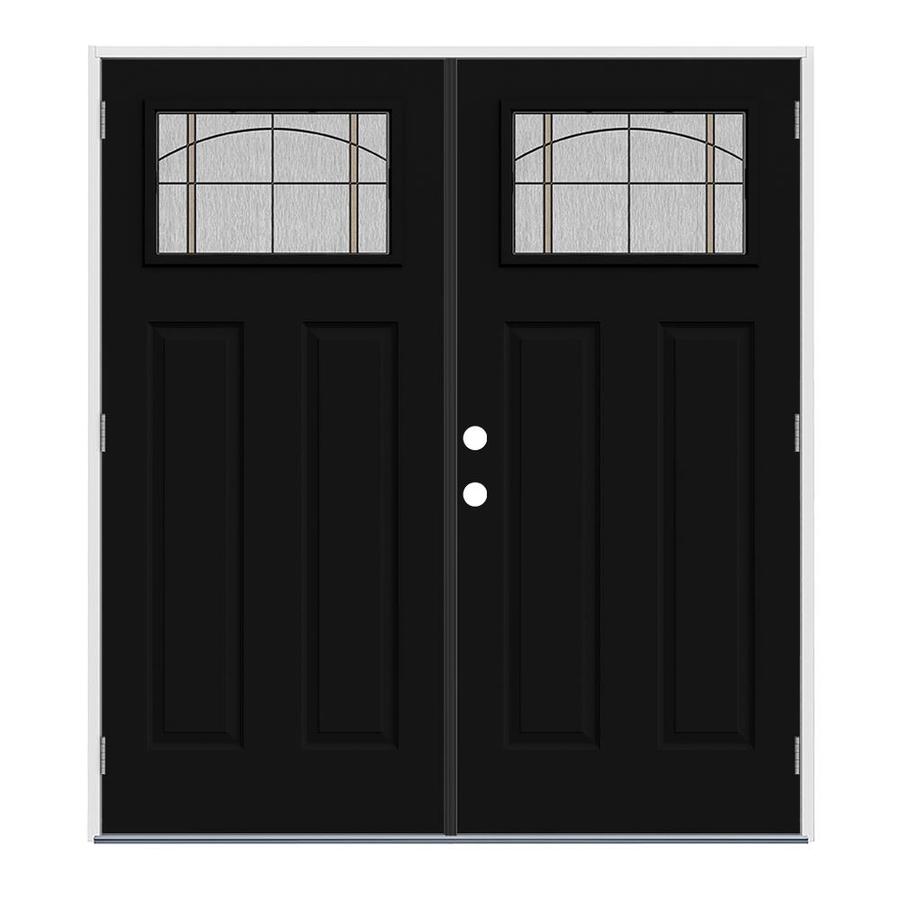 Jeld Wen Craftsman Decorative Glass Left Hand Inswing Peppercorn