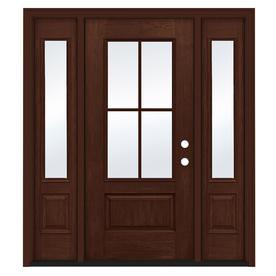 Fibergl Entry Doors At Lowes Jeld Wen 3 4 Lite Simulated Divided Light Left Hand Inswing Coffee Bean