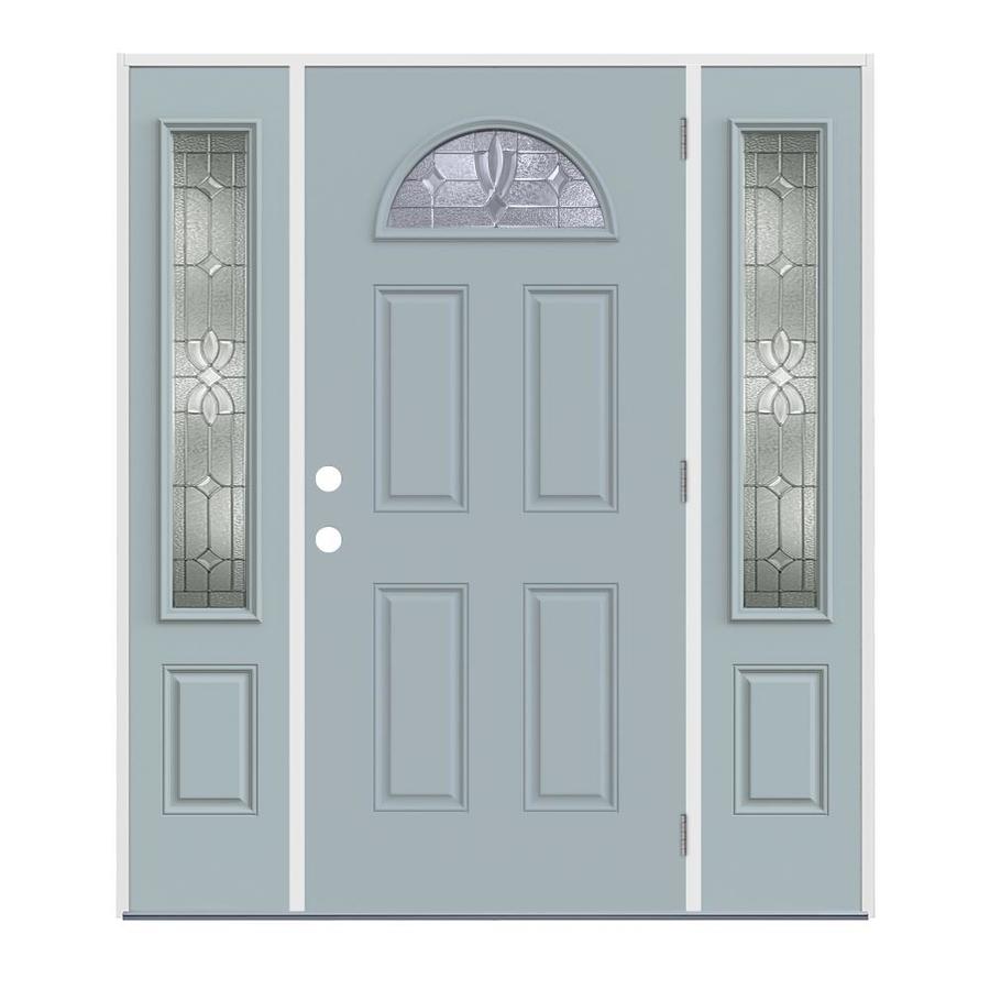 Jeld Wen Laurel 1 4 Lite Decorative Glass Right Hand Outswing Serenity Painted Steel Prehung