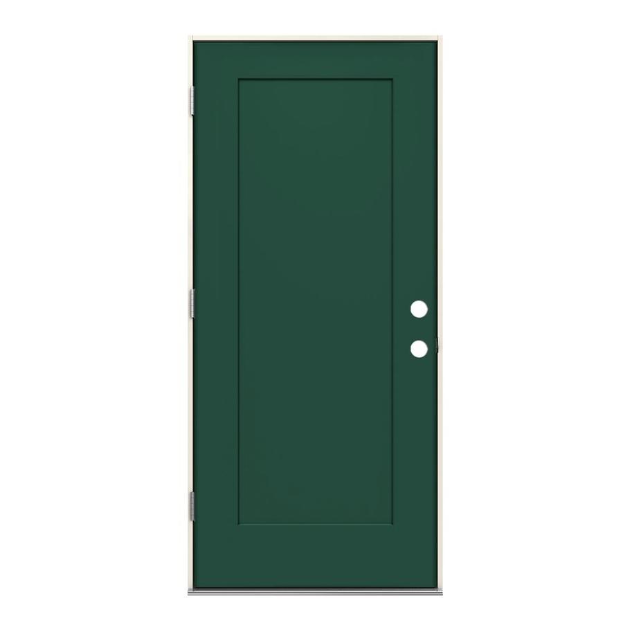 JELDWEN RightHand Outswing Evergreen Painted Steel Prehung Entry Door