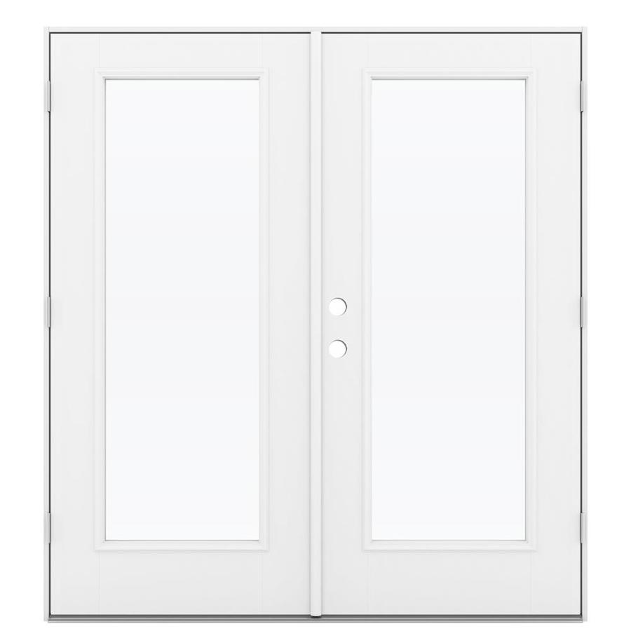 JELD-WEN Clear Glass Fiberglass Left-Hand Outswing Double Door French ...