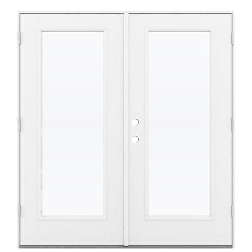 Jeld Wen 60 In X 80 In Impact Clear Glass Primed Fiberglass Left Hand Outswing Double Door 