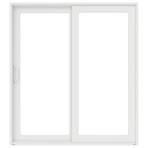 JELD-WEN Impact Clear Glass White Vinyl Left-Hand Sliding Double Door ...