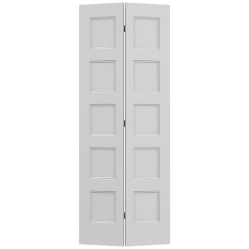 JELD-WEN Conmore Primed 5-panel Square Molded Composite Bifold Door ...