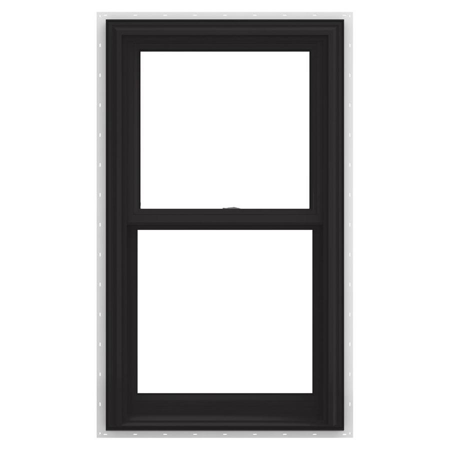 JELDWEN V2500 Vinyl New Construction Black Double Hung Window (Rough
