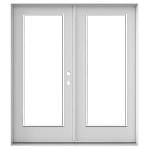 JELD-WEN 72-in X 80-in Impact Clear Glass Primed Fiberglass Left-Hand ...