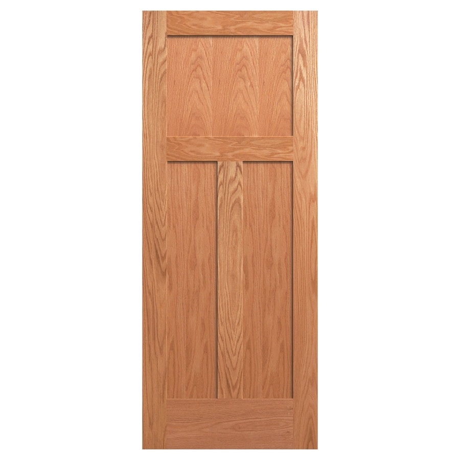 JELDWEN Oak Craftsman 28in x 80in Unfinished 3Panel Craftsman Solid