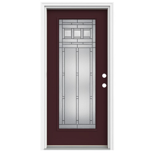 Jeld Wen Craftsman 36 In X 80 In Fiberglass Full Lite Left Hand Inswing Currant Painted Prehung