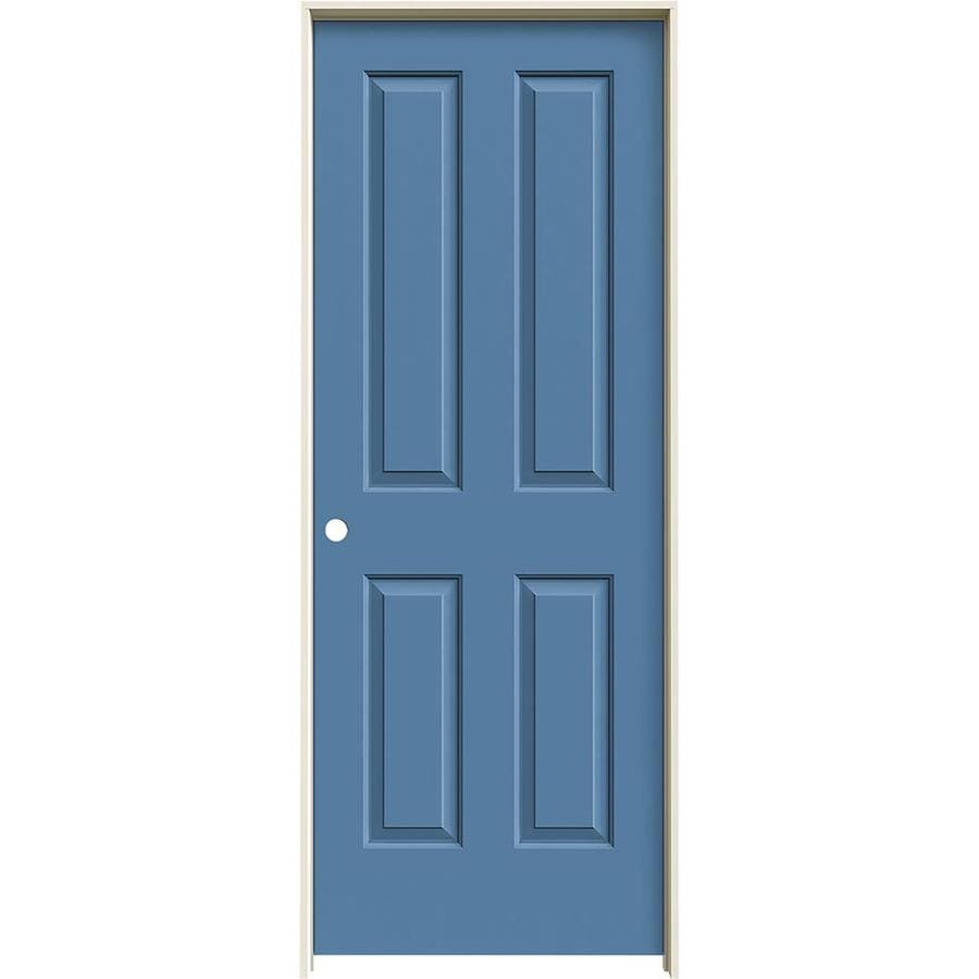 JELD-WEN Coventry Blue Heron 4 Panel Square Hollow Core Molded Composite Pre-Hung Door (Common: 30-in x 80-in; Actual: 31.5625-in x 81.6875-in)