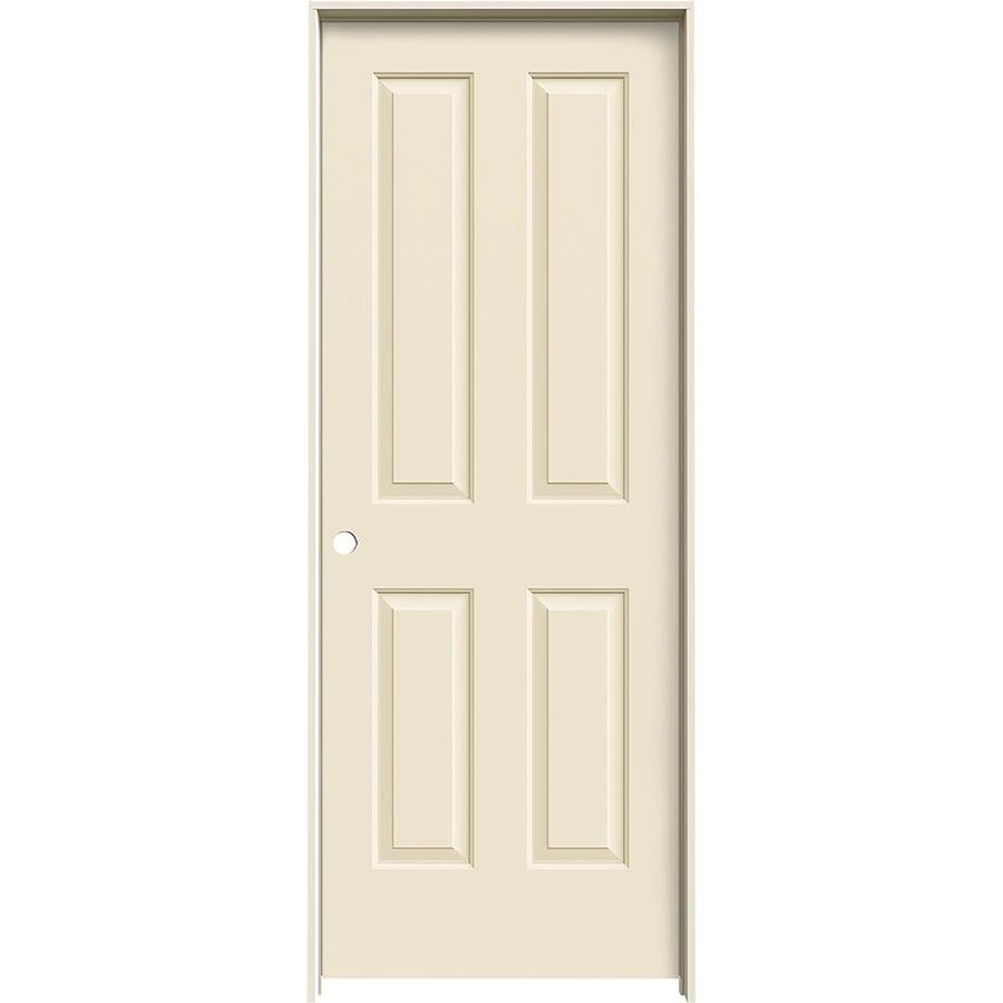 JELD-WEN Coventry Cream-N-Sugar 4 Panel Square Solid Core Molded Composite Pre-Hung Door (Common: 28-in x 80-in; Actual: 29.5625-in x 81.6875-in)