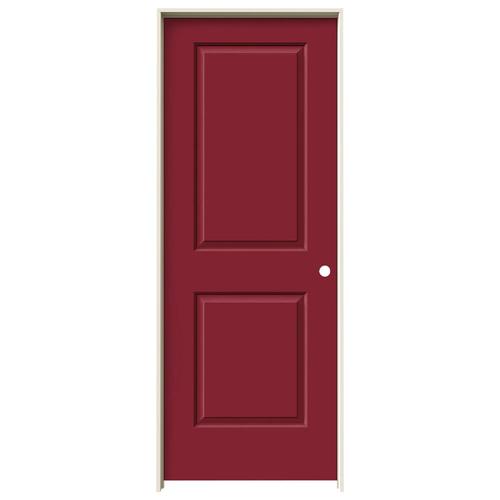 JELDWEN Cambridge 28in x 80in Barn Red 2Panel Square Solid Core