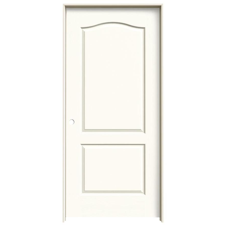 JELD-WEN Camden White 2-Panel Arch Top Solid Core Molded Composite Pre ...