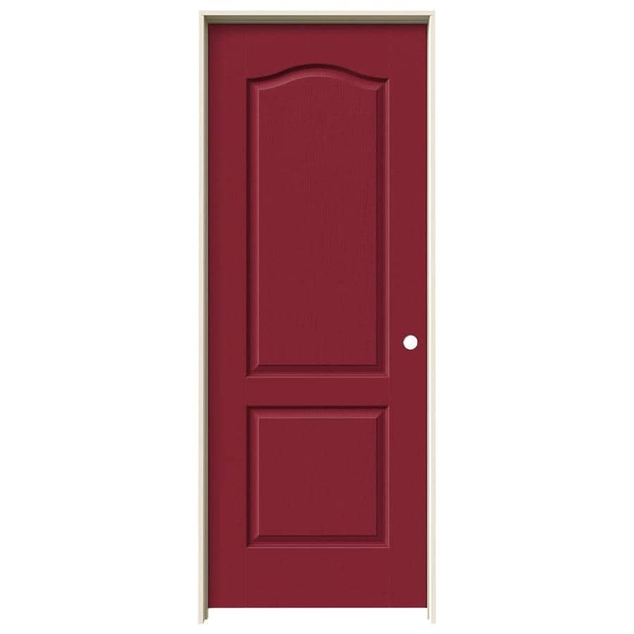 JELDWEN Camden 32in x 80in Barn Red 2Panel Arch Top Solid Core Prefinished Molded Composite