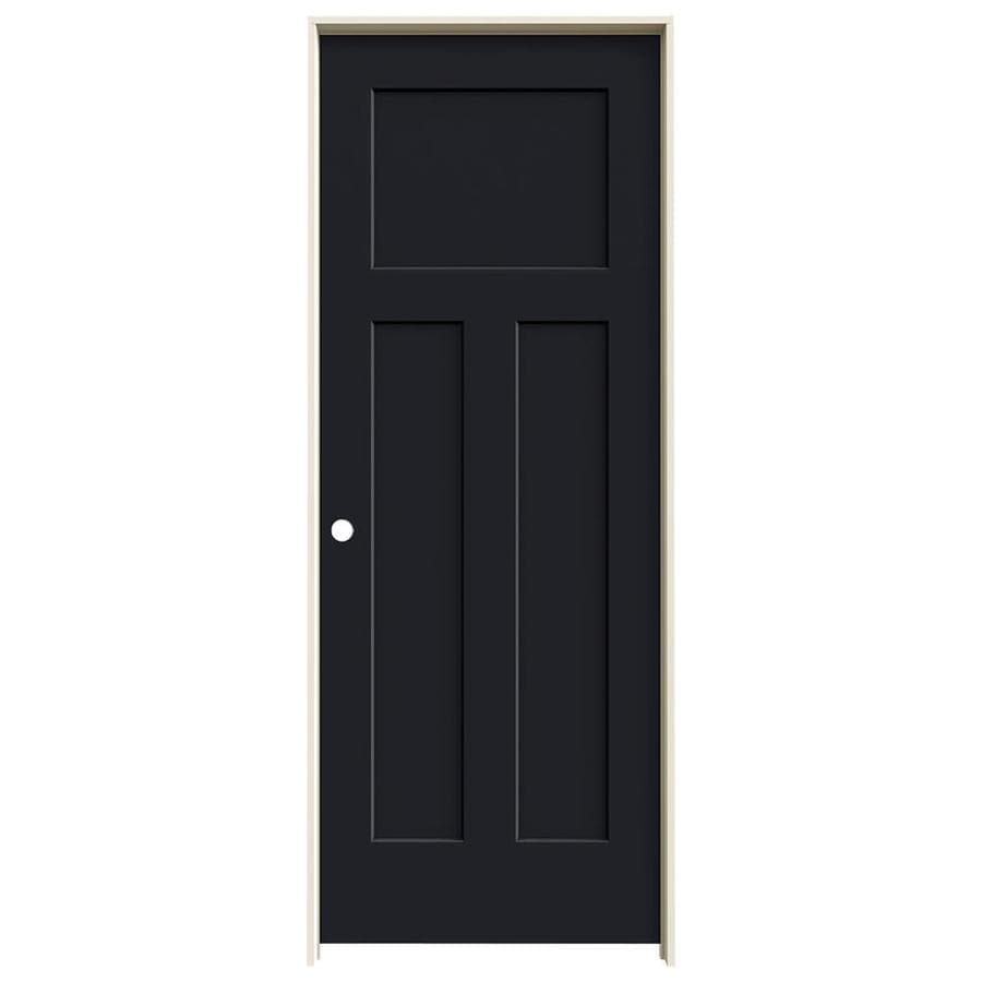 JELD-WEN Craftsman 3 Panel Midnight 3-Panel Craftsman Hollow Core Molded Composite Pre-Hung Door (Common: 24-in x 80-in; Actual: 25.5625-in x 81.6875-in)