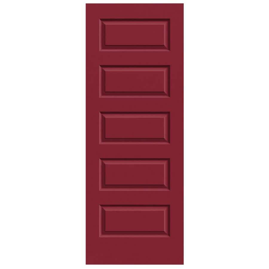 JELD-WEN Rockport Barn Red 5-Panel Equal Hollow Core Molded Composite Slab Door (Common: 30-in x 80-in; Actual: 30-in x 80-in)