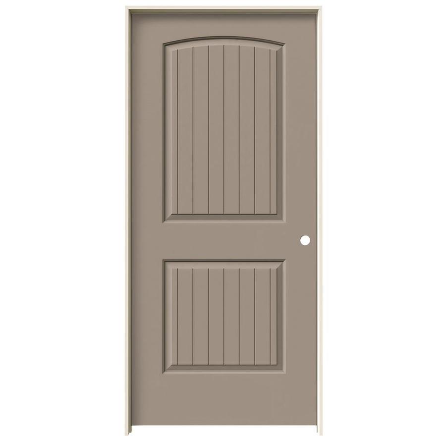 JELD-WEN Santa Fe Sand Piper 2-Panel Round Top Plank Hollow Core Molded Composite Pre-Hung Door (Common: 36-in x 80-in; Actual: 37.5625-in x 81.6875-in)