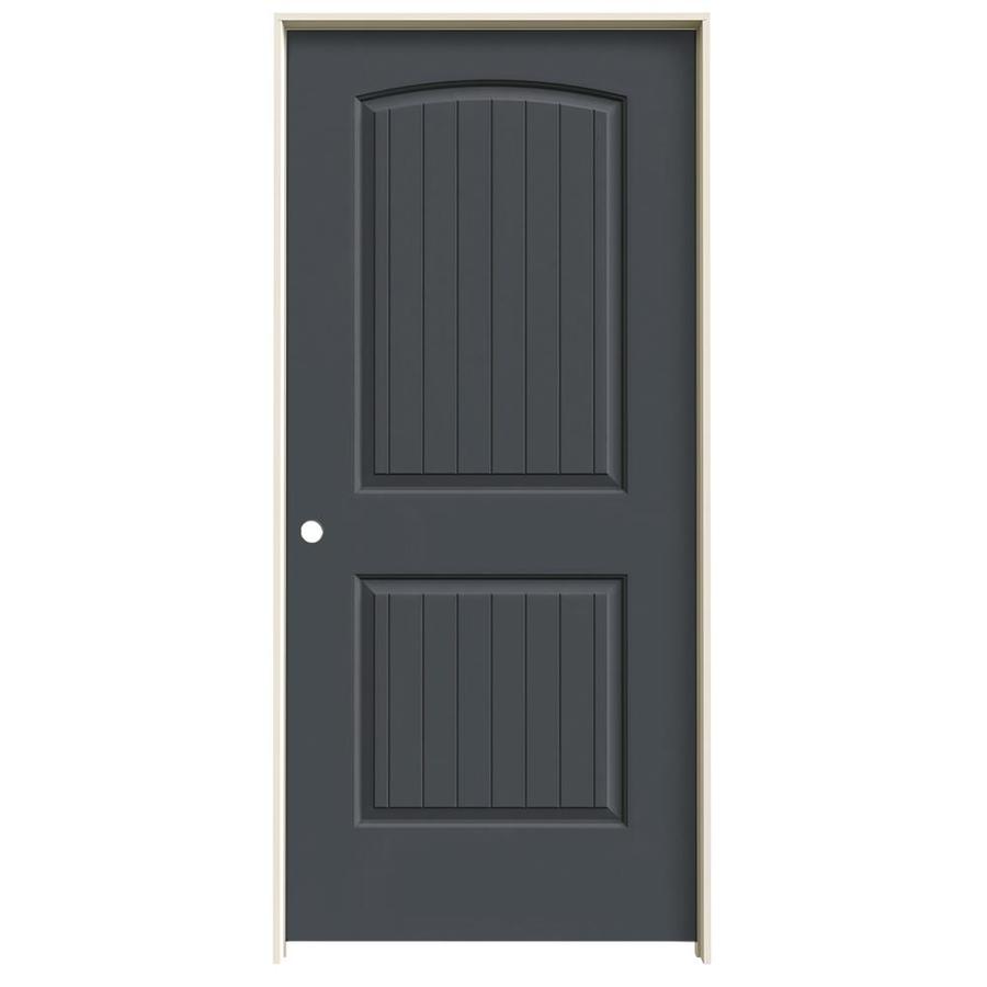 JELD-WEN Santa Fe Slate 2-Panel Round Top Plank Hollow Core Molded Composite Pre-Hung Door (Common: 36-in x 80-in; Actual: 37.5625-in x 81.6875-in)