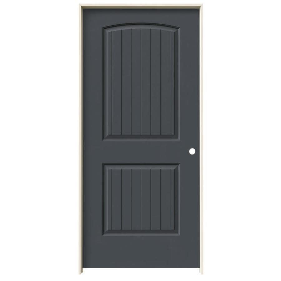 JELDWEN Santa Fe 36in x 80in Slate 2Panel Round Top Plank Solid
