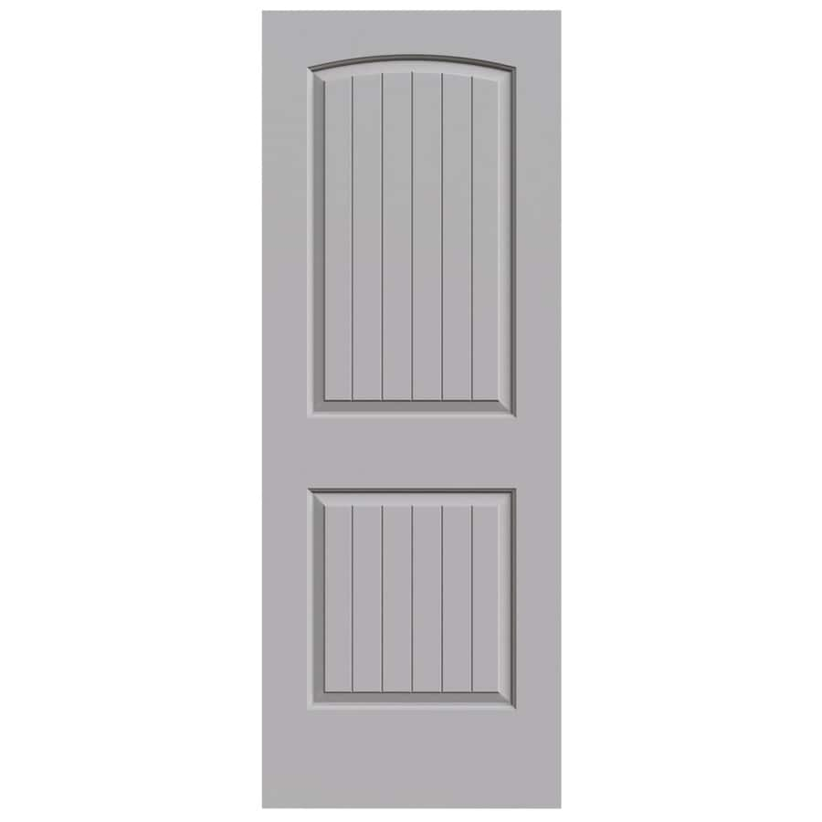 JELD-WEN Santa Fe Driftwood 2-Panel Round Top Plank Solid Core Molded Composite Slab Door (Common: 32-in x 80-in; Actual: 32-in x 80-in)