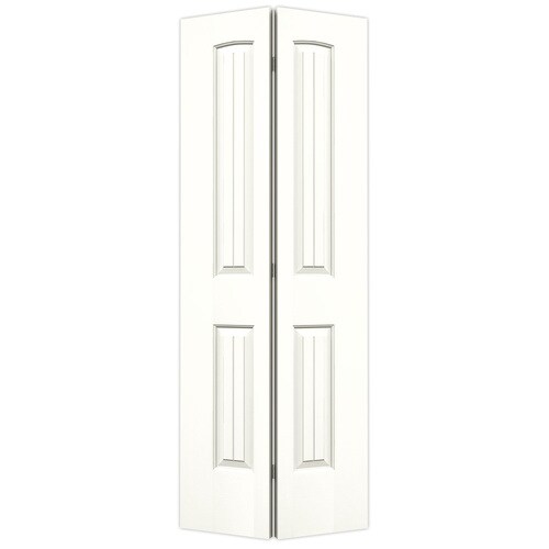 JELDWEN Santa Fe 24in x 80in Snow Storm 2Panel Round Top Plank Prefinished Molded Composite