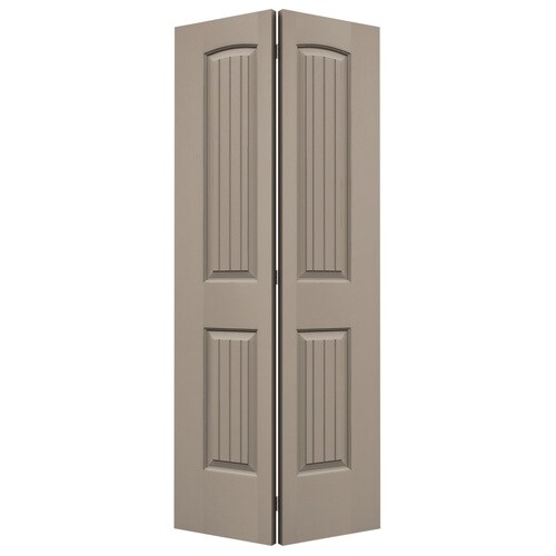 JELD-WEN Santa Fe 36-in x 80-in Sand Piper 2-Panel Round Top Plank Prefinished Molded Composite Bifold Door (Hardware Included)... 